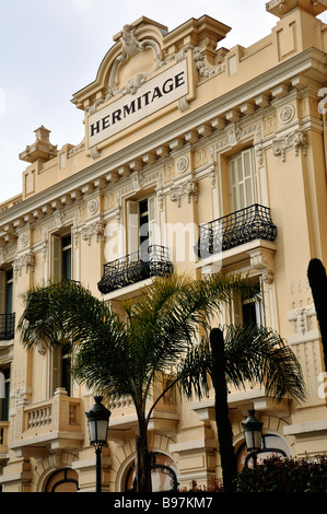 Monaco, 'Monte Carlo', vue extérieure de l'Hôtel Hermitage 'Luxe', à l'extérieur, façade avec signe Banque D'Images