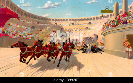 Course de chars de Ben Hur Peinture Cheval Romain Banque D'Images