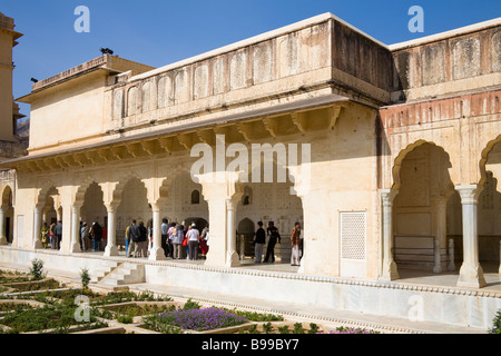 Sukh Mahal, dans la région de Amber Palace, également connu sous le nom de Fort Amber, ambre, près de Jaipur, Rajasthan, Inde Banque D'Images