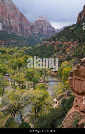 La Vierge traverse Zion Canyon à Zion National Park Utah Banque D'Images