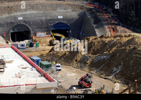 Site de construction au sud du projet d'amélioration des tunnels Hindhead Road A3 le sud de l'Angleterre, Royaume-Uni Banque D'Images