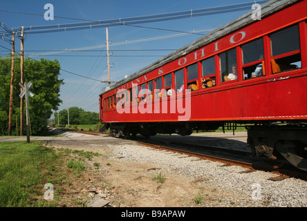 Voitures-coach de banlieue Liban Liban Railroad Monroe Mason Ohio Rail car est étiqueté Indiana et Ohio Banque D'Images