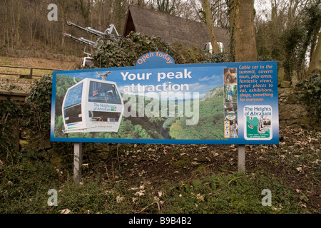 Inscrivez-vous à la gare inférieure du téléphérique Heights of Abraham Matlock Bath Derbyshire Peak District Midlands Angleterre Grande-Bretagne Banque D'Images