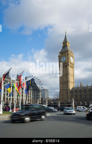 Big Ben clock Chambres du Parlement et le Parlement Square Westminster London Angleterre Grande-bretagne Royaume-Uni UK GB British JE Banque D'Images