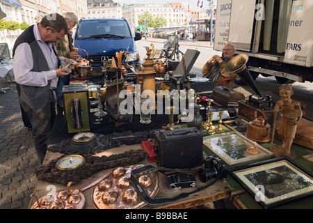 Copenhague, Danemark. Marché d'antiquités, Gammel Strand Banque D'Images