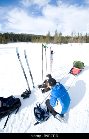 Ski de fond, la Suède Banque D'Images