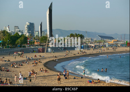 Villa Olimpica plage Nova Icaria Barcelona Espagne Banque D'Images