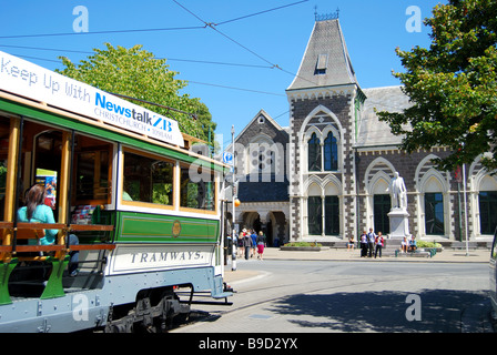 Boucle de la ville Tram et Canterbury Museum, Worcester Boulevard, Christchurch, Canterbury, île du Sud, Nouvelle-Zélande Banque D'Images