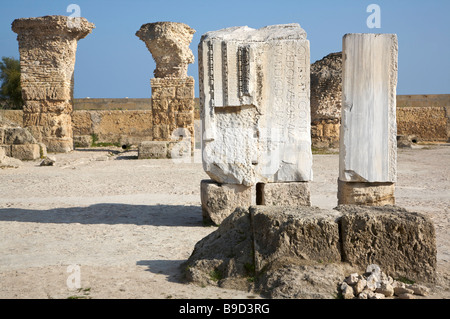 Vue paysage de ruines romaines à des bains d'Antonin, Carthage, Tunisie Banque D'Images