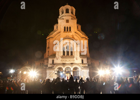 Aleksander Nevski l'église pendant la célébration de Pâques Sofia Bulgarie Banque D'Images