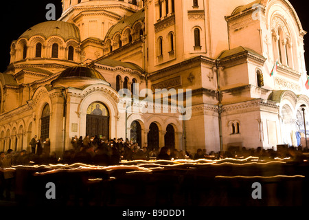 Aleksander Nevski l'église pendant la célébration de Pâques Sofia Bulgarie Banque D'Images