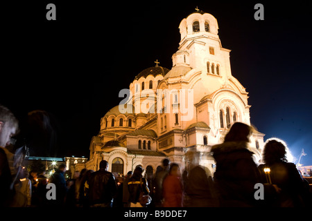 Aleksander Nevski l'église pendant la célébration de Pâques Sofia Bulgarie Banque D'Images