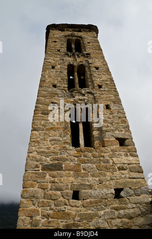 12e siècle clocher de Sant Miquel d'Engolasters eglise. L'Andorre. Banque D'Images