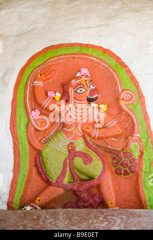 Close-up of a statue de dieu hindou Hanuman, Hampi, Karnataka, Inde Banque D'Images