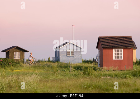 Cabines de plage l'île de Fionie Danemark Aeroskobing Ærø Banque D'Images