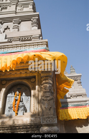 Sur les sculptures d'un temple, Temple de la Mahabodhi, Bodhgaya, Gaya, Bihar, Inde Banque D'Images