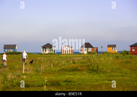 Cabines de plage l'île de Fionie Danemark Aeroskobing Ærø Banque D'Images