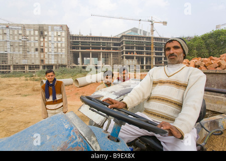 Gurgaon Inde Tech center 50km de Delhi travailleurs Constructions Banque D'Images