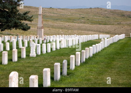 Pierres tombales Little Bighorn Battlefield près de Crow Agency Montana USA Banque D'Images