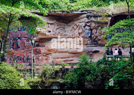 La Chine, la municipalité de Chongqing Dazu rock sculptures, site du patrimoine mondial de l'UNESCO Banque D'Images