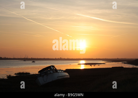 Coucher du soleil à Leigh on Sea, Essex Banque D'Images