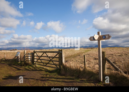 Anglesey au nord du Pays de Galles UK Newborough par voie d'orientation à l'entrée de la réserve naturelle nationale Newborough Warren dans AONB Banque D'Images