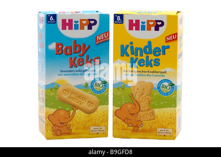 Hipp organic baby food and drink préservé sélection Mather pot verre de thé soins bébés sains légumes végétarien contenant l'enfance Banque D'Images