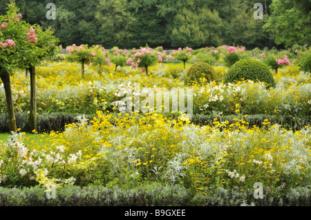 La France. Vallée de la Loire. Château de Chenonceau Catherine de Médicis Le jardin. Banque D'Images