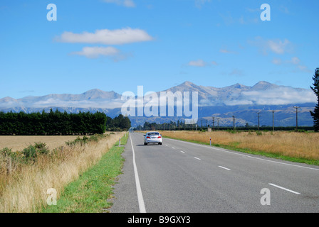 State Highway 73, District de Selwyn, Canterbury, île du Sud, Nouvelle-Zélande Banque D'Images