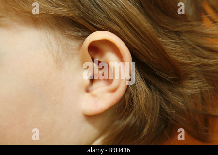 Petite fille s ear Banque D'Images