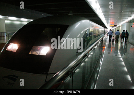 La Chine, Shanghai. Maglev Train à Shanghai Pudong Airport Banque D'Images