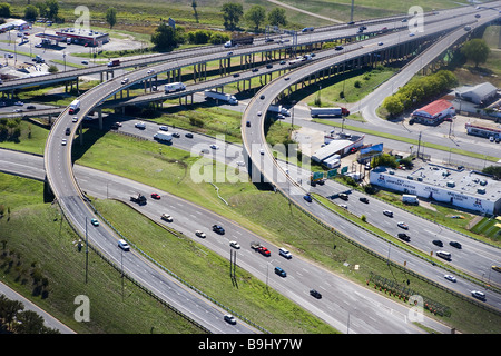 USA Texas Dallas l'Interstate 35E Rue Nord trafic ville ville ville afficher le trafic-net plus Interstate highway voies-y t Banque D'Images