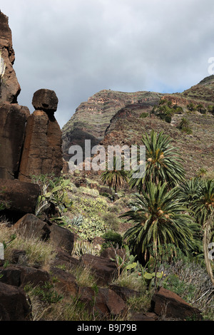 Rock formation à Barranco de Arure, Valle Gran Rey, La Gomera, Canary Islands, Spain, Europe Banque D'Images