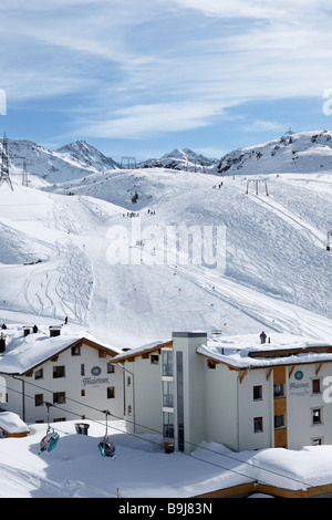 Des pistes de ski dans la région de Sainte Marie au Mont Arlberg, Tyrol, Autriche Banque D'Images