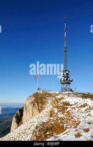 Transmettant sur mât Hoher Kasten, Canton d'Appenzell Rhodes-Intérieures, Suisse, Europe Banque D'Images