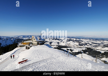 Chalet de ski et un restaurant sur Mt Kronberg, Canton d'Appenzell Rhodes-Intérieures, Suisse, Europe Banque D'Images