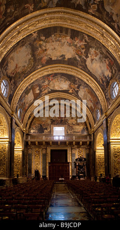 L'intérieur imposant de St. John's Co-cathédrale, La Valette, Malte, Europe Banque D'Images