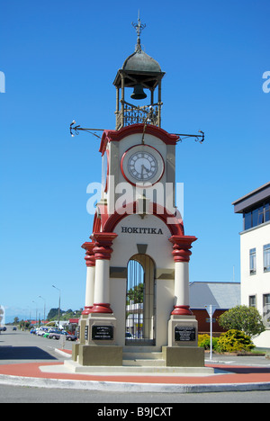 Mémorial de Hokitika Horloge, Weld Street, Hokitika, Westland District, West Coast, South Island, New Zealand Banque D'Images