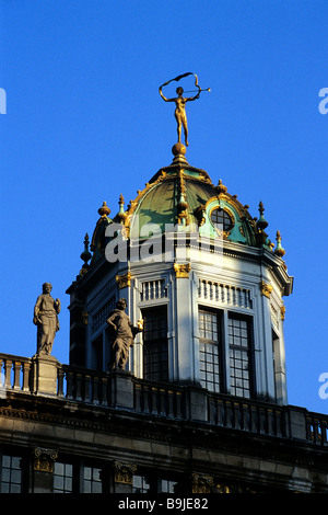 Décoration de façade, maison de style baroque sur le Grote Markt, Grand Place, Bruxelles, Belgique, Benelux, Europe Banque D'Images