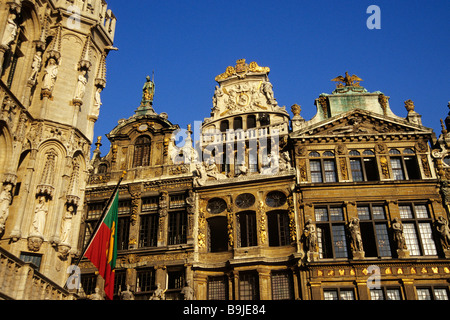 Décoration façade baroque, maisons sur la Grand-Place, Grand Place, Bruxelles, Belgique, Benelux, Europe Banque D'Images