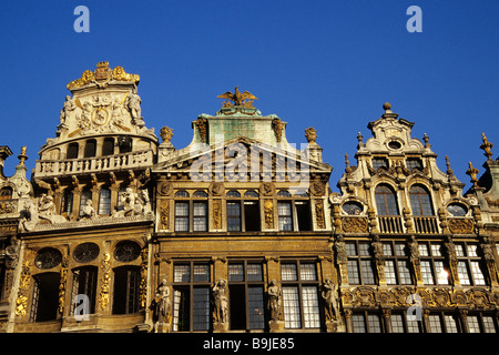 Décoration façade baroque, maisons sur la Grand-Place, Grand Place, Bruxelles, Belgique, Benelux, Europe Banque D'Images