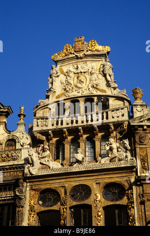 Décoration de façade, maison de style baroque sur le Grote Markt, Grand Place, Bruxelles, Belgique, Benelux, Europe Banque D'Images