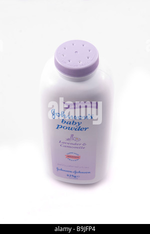 Johnson's Baby powder découpe baignoire contre un fond blanc Banque D'Images