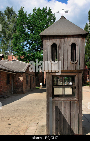 Vieille Guérite et cuisine à Auschwitz I vieille guérite sur Appellplatz prisonniers assemblés pour appel Banque D'Images