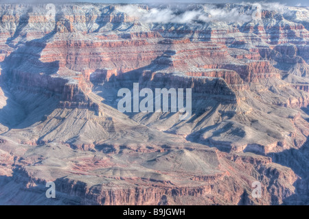 Vue du Grand Canyon Yavapai Point après hiver neige Banque D'Images