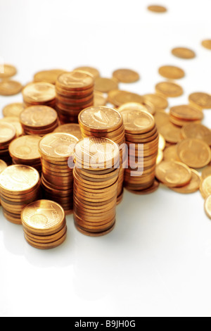 Pièces sur fond blanc Banque D'Images