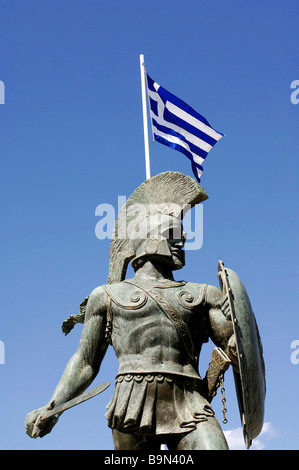 Grèce, Macédoine, Sparte, Leonidas statue Banque D'Images