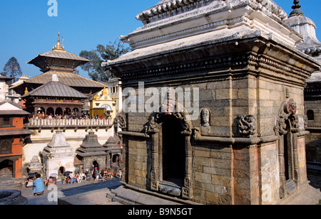 Au Népal, la vallée de Katmandou, classée au Patrimoine Mondial par l'UNESCO, Katmandou, Pashupatinath temple hindou dédié à Shiva Banque D'Images