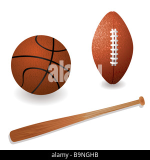 Collecte de matériel sportif américain illustré d'ombre Banque D'Images