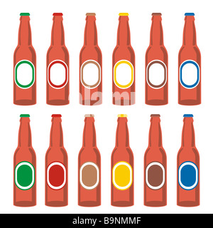 Les bouteilles de bière différentes isolées Banque D'Images